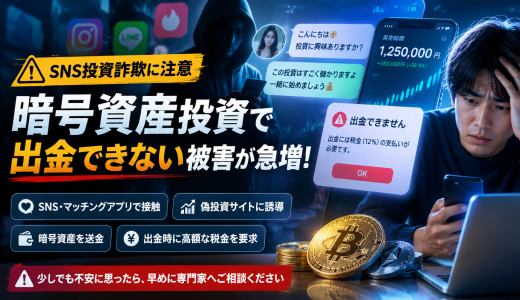 SNSで知り合った外国人から勧誘された暗号資産投資詐欺｜出金時に高額な税金を要求される被害が発生