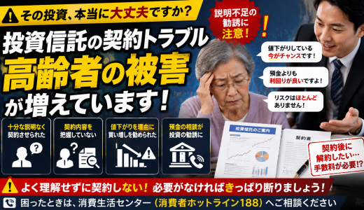 投資信託の契約トラブルに注意｜十分な説明を受けないまま契約してしまう高齢者被害が増加