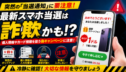 「最新スマホが当選しました」は詐欺かも？個人情報やカード情報を狙う偽キャンペーンに注意